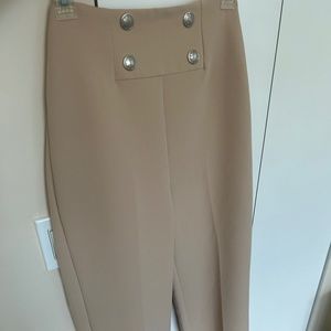 Zara button high waisted straight pleated trouser